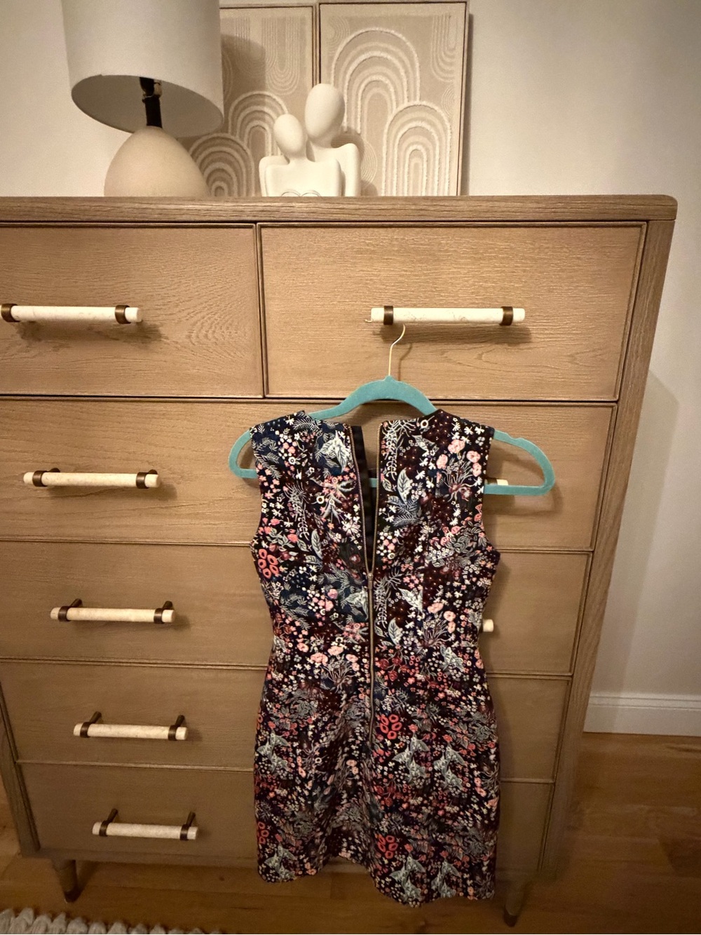 H&M Floral Mini Dress - Black with Pink, Blue & White Floral Print